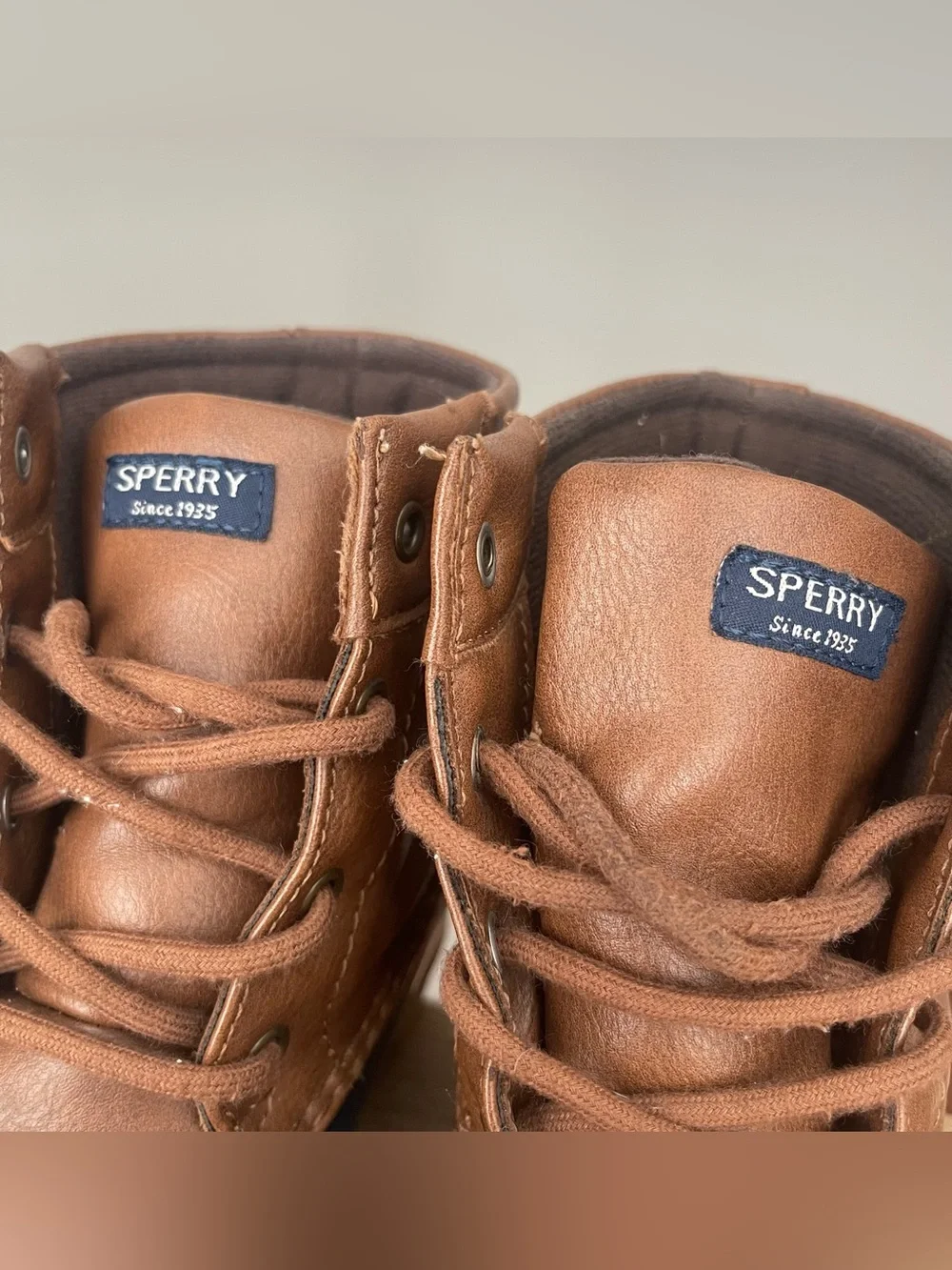 Sperry Port Duck Boots Kids Size 2 Brown Navy Waterproof Rain Boots Fall Shoes